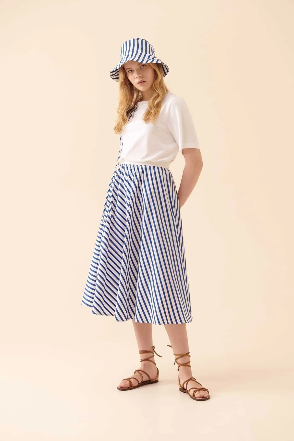 Çizgili Midi Boy Etek Standart Renk - 1