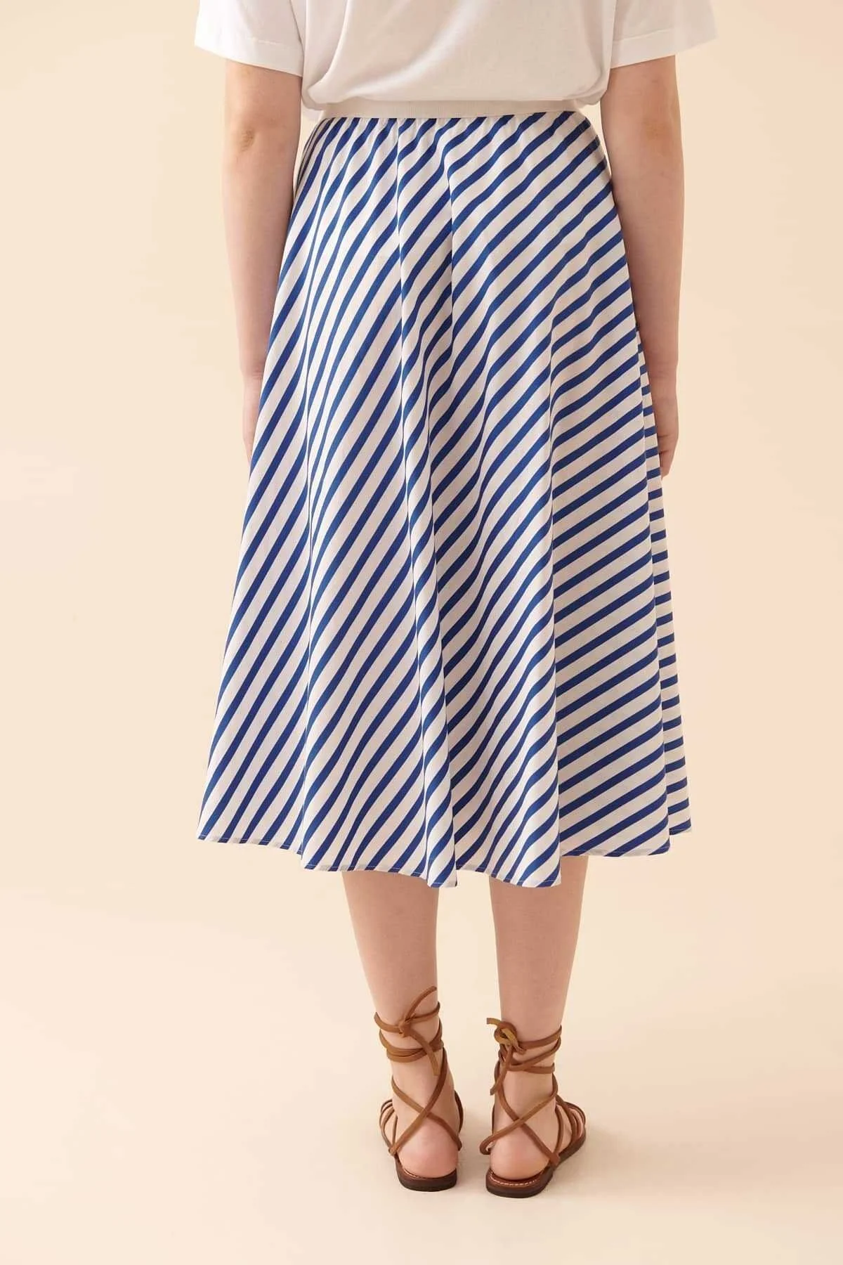 Çizgili Midi Boy Etek Standart Renk - 2