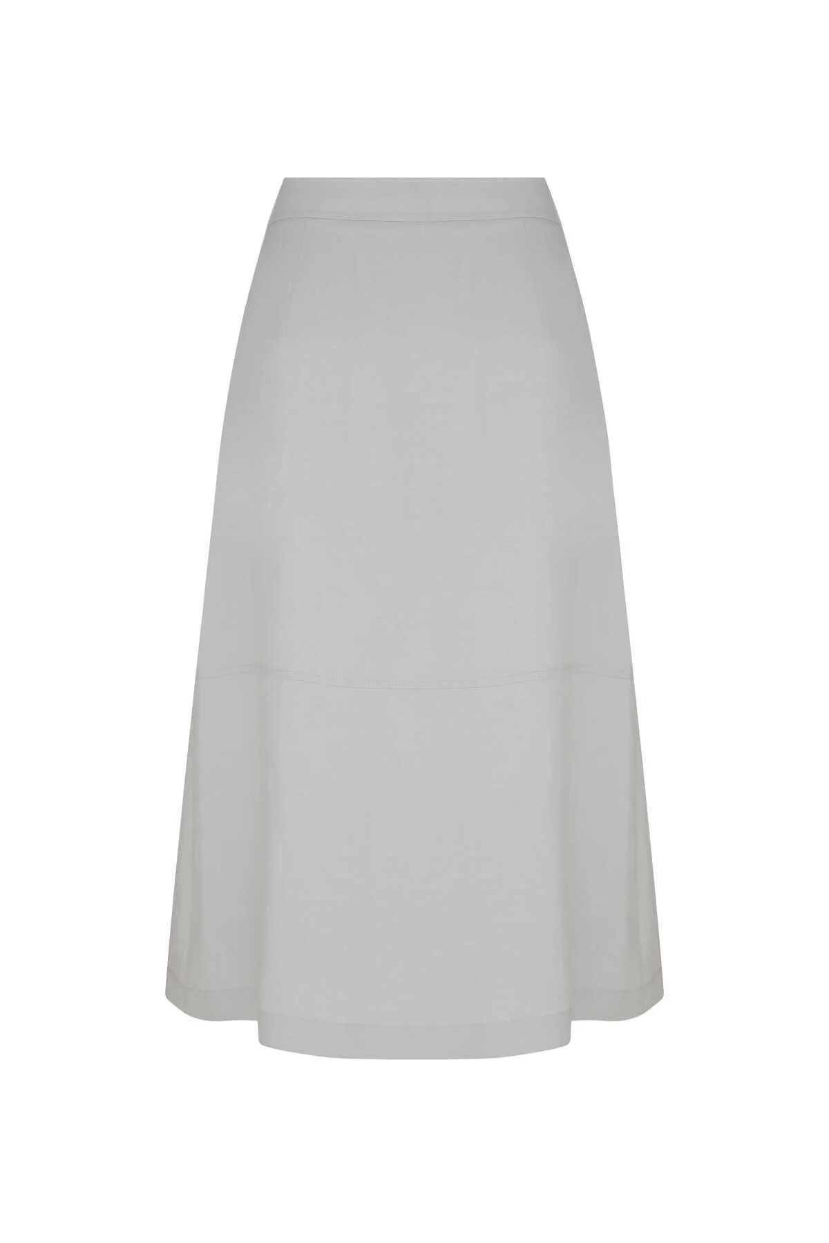 Midi Boy Yanı Cepli Etek Gri - 5