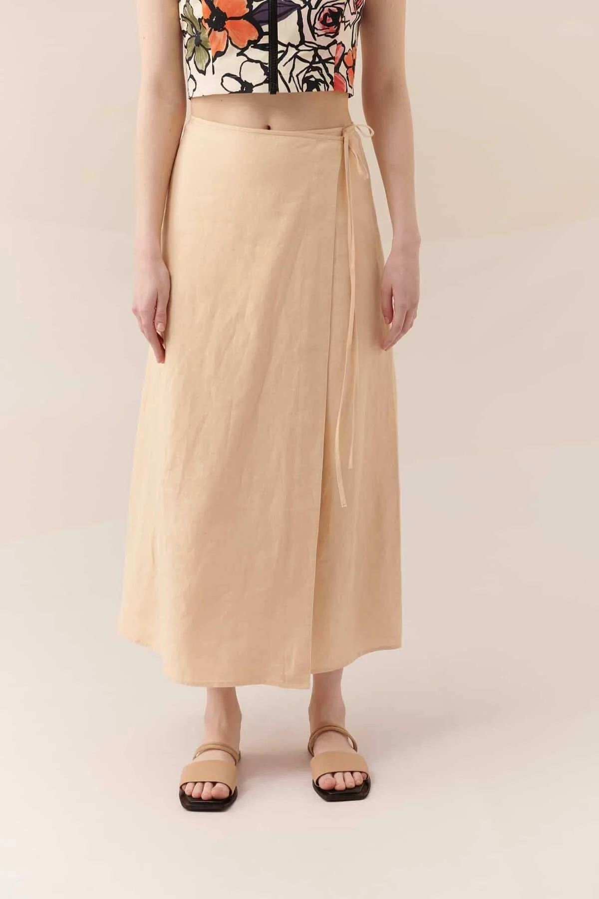 Yandan Bağlamalı Etek Naturel - 3