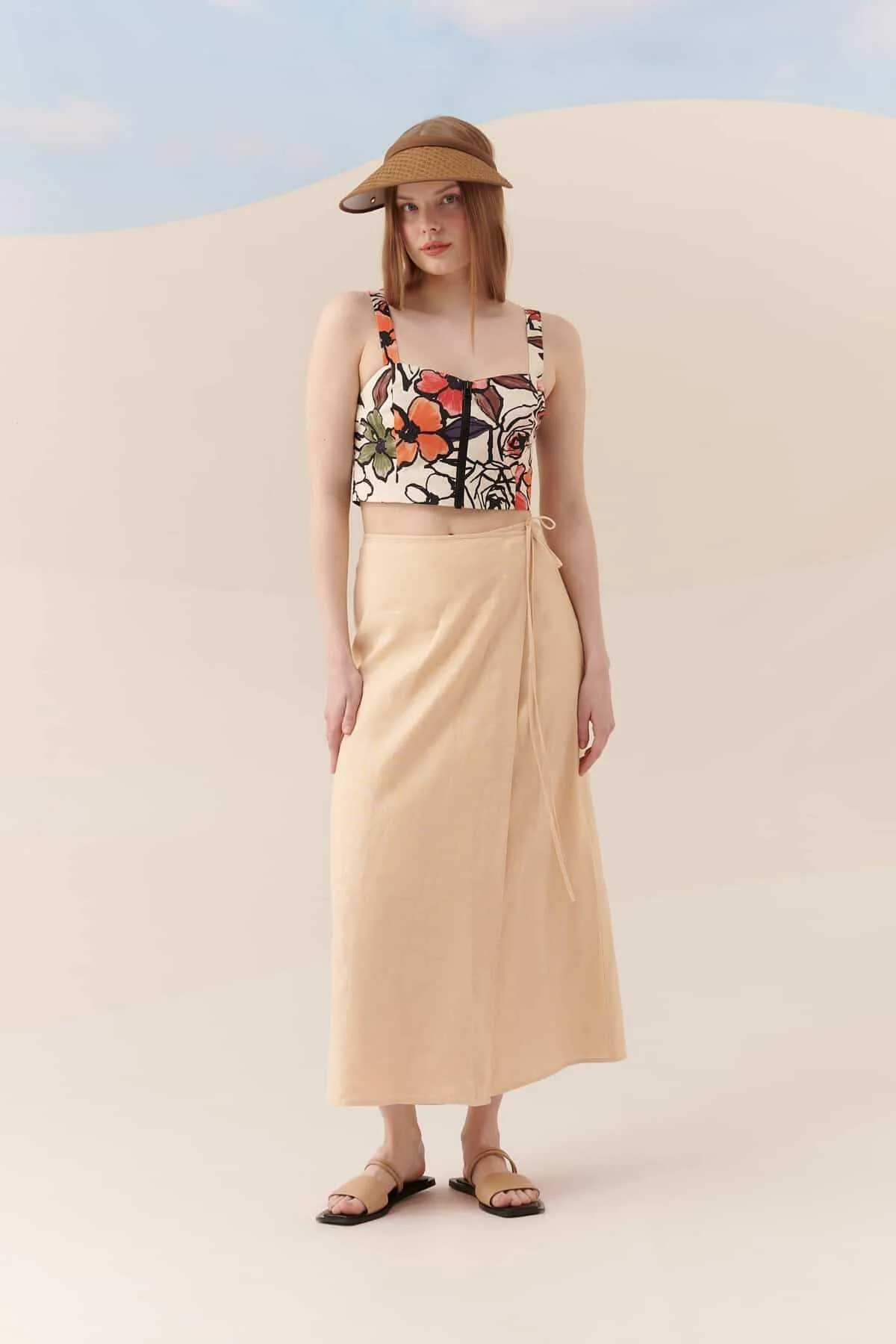 Yandan Bağlamalı Etek Naturel - 1