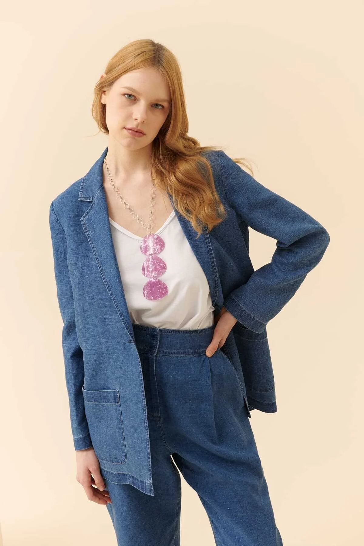 Keten Ceket Lacivert - 3