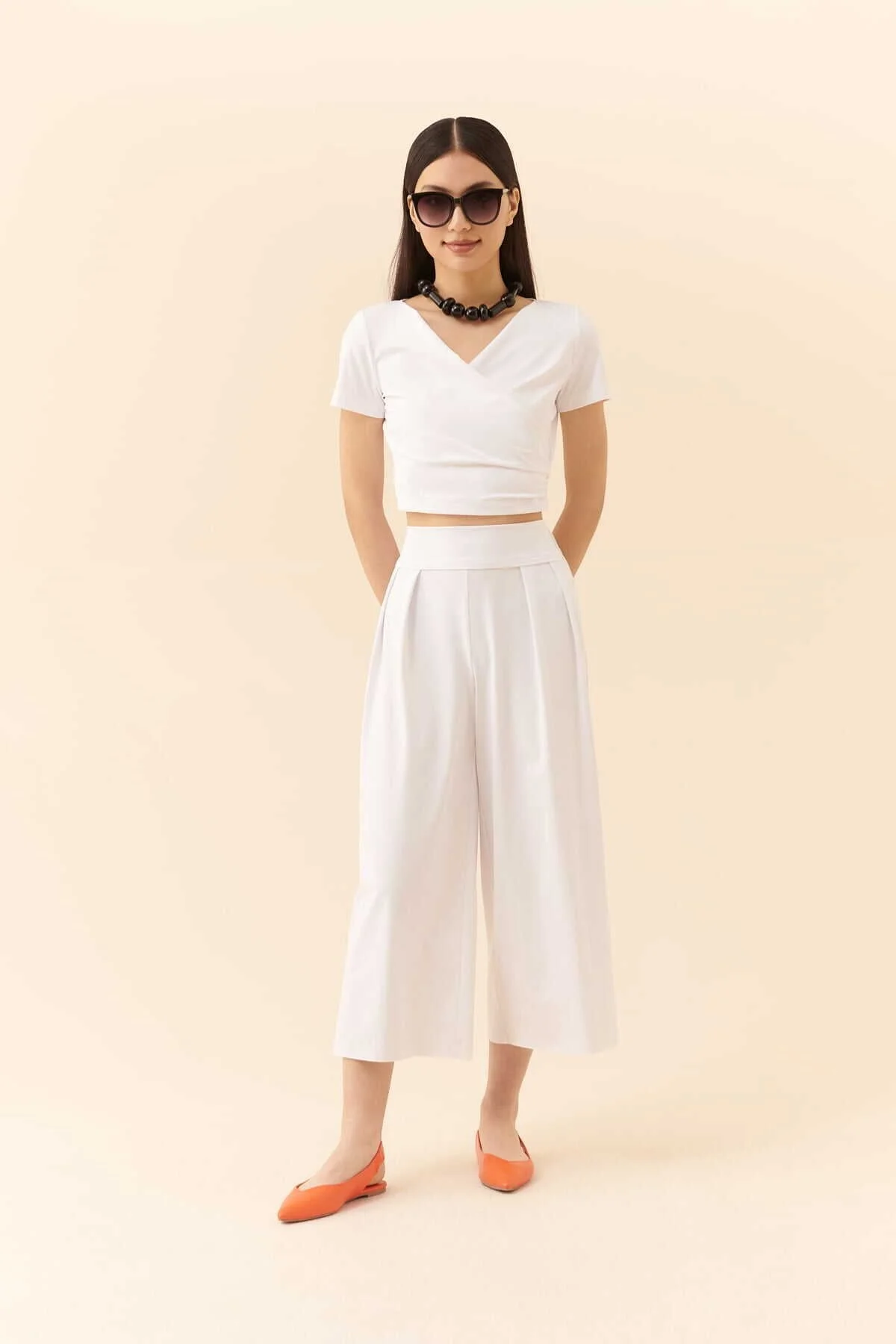 V Yaka Bluz Beyaz - 1