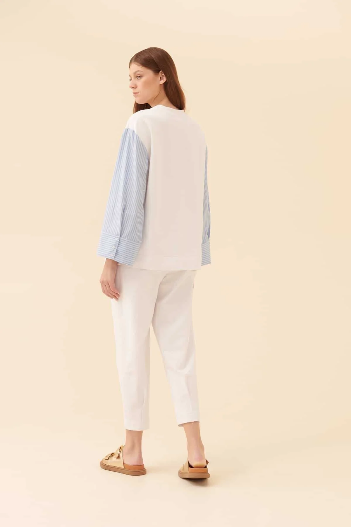 Bisiklet Yaka Gömlek Kollu Sweatshirt Standart Renk - 2