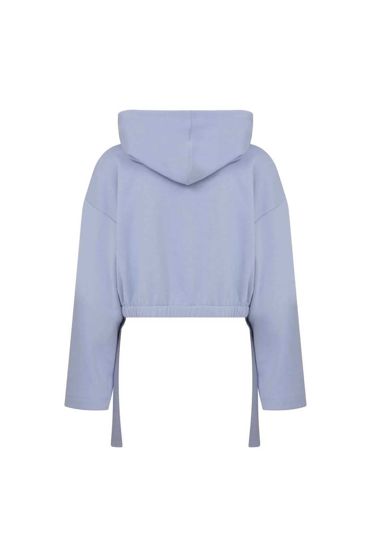 Kapüşonlu Fermuarlı Kısa Boy Sweatshirt Mavi - 5