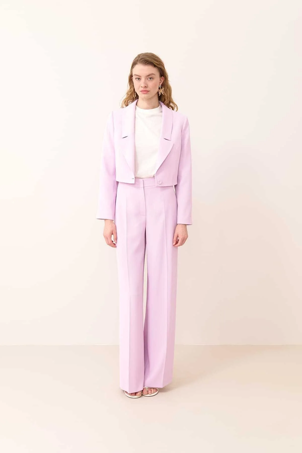 Kruvaze Crop Ceket Lila - 3