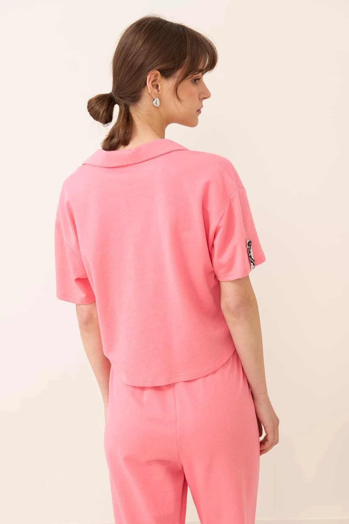 Polo Yaka T-shirt Pembe - 2