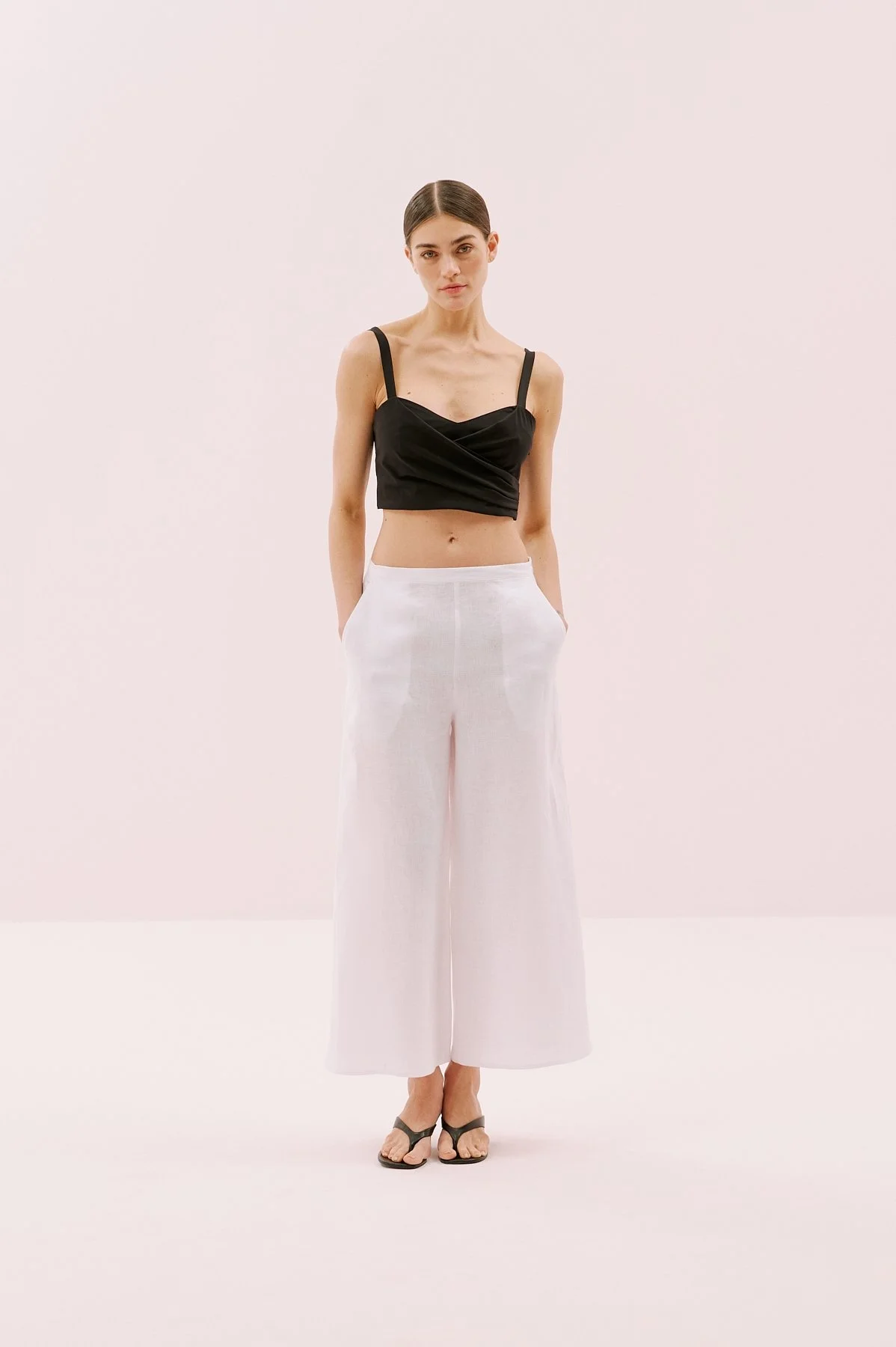 Askılı Drape Detaylı Crop Bluz Siyah - 4