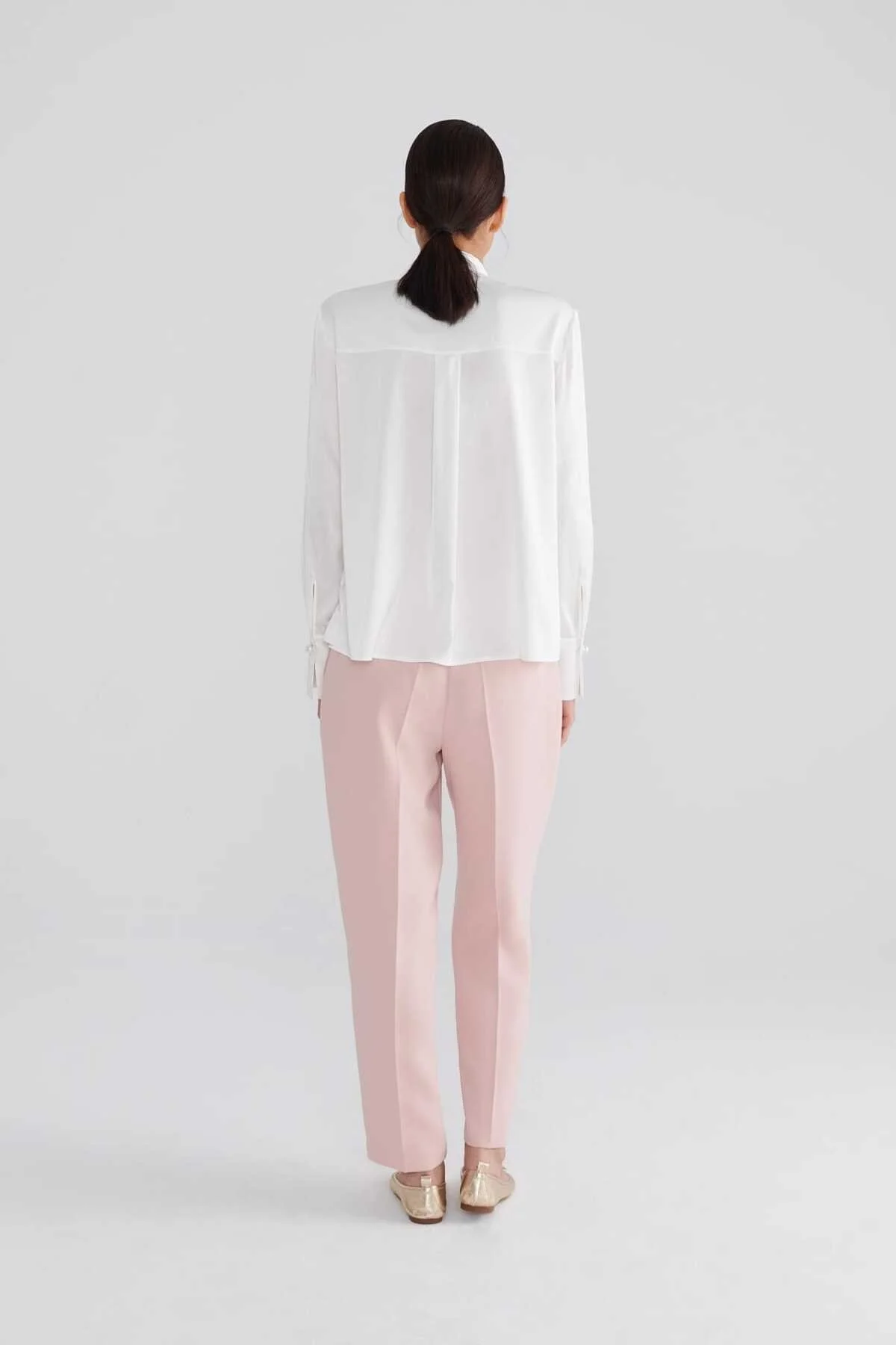  Yaka Bağlamalı Kadın Gömlek Beyaz - 2