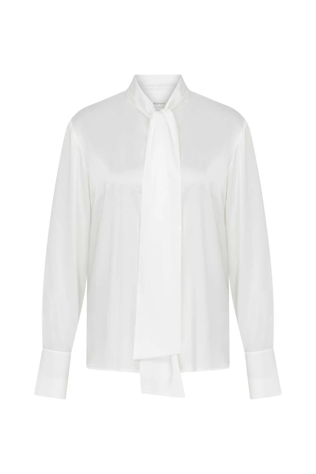  Yaka Bağlamalı Kadın Gömlek Beyaz - 4