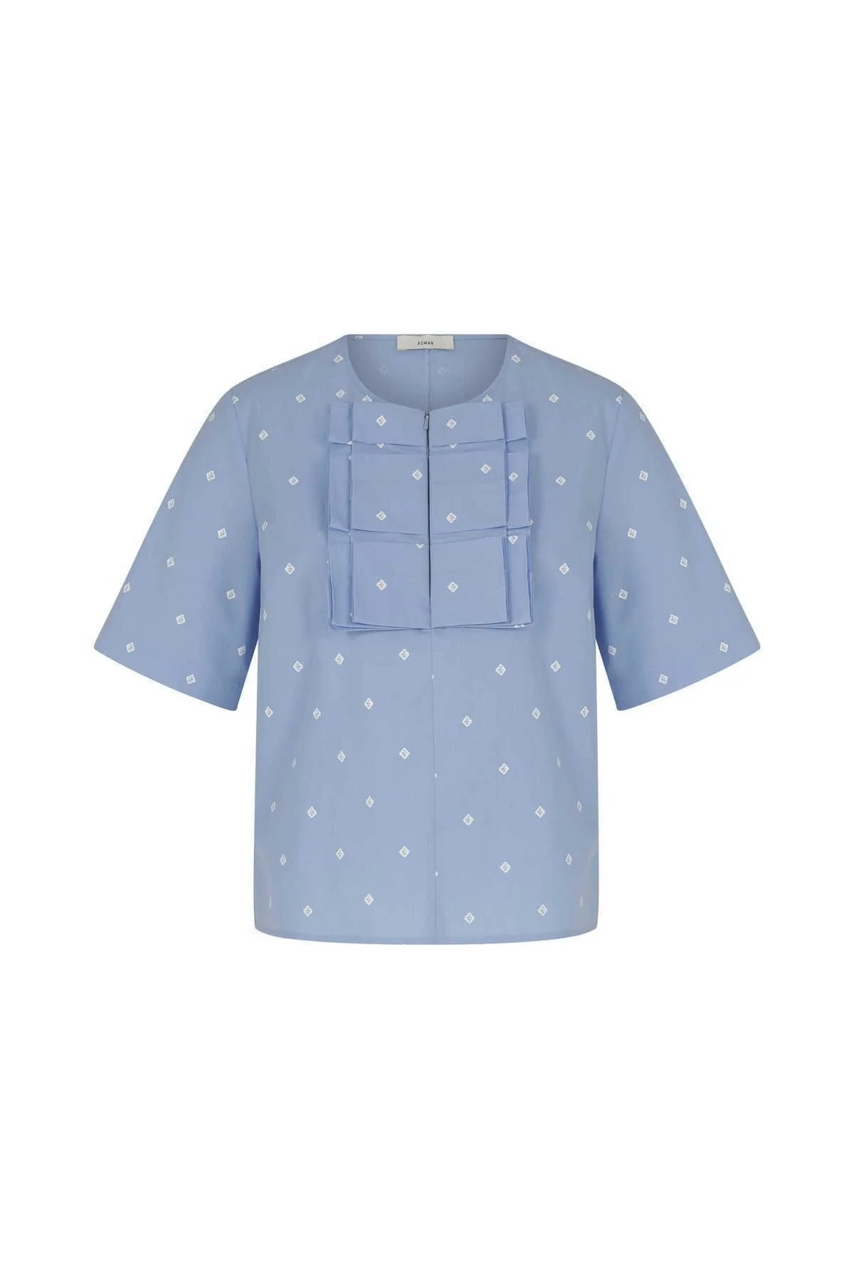 Yaka Desenli Bluz Standart Renk - 3