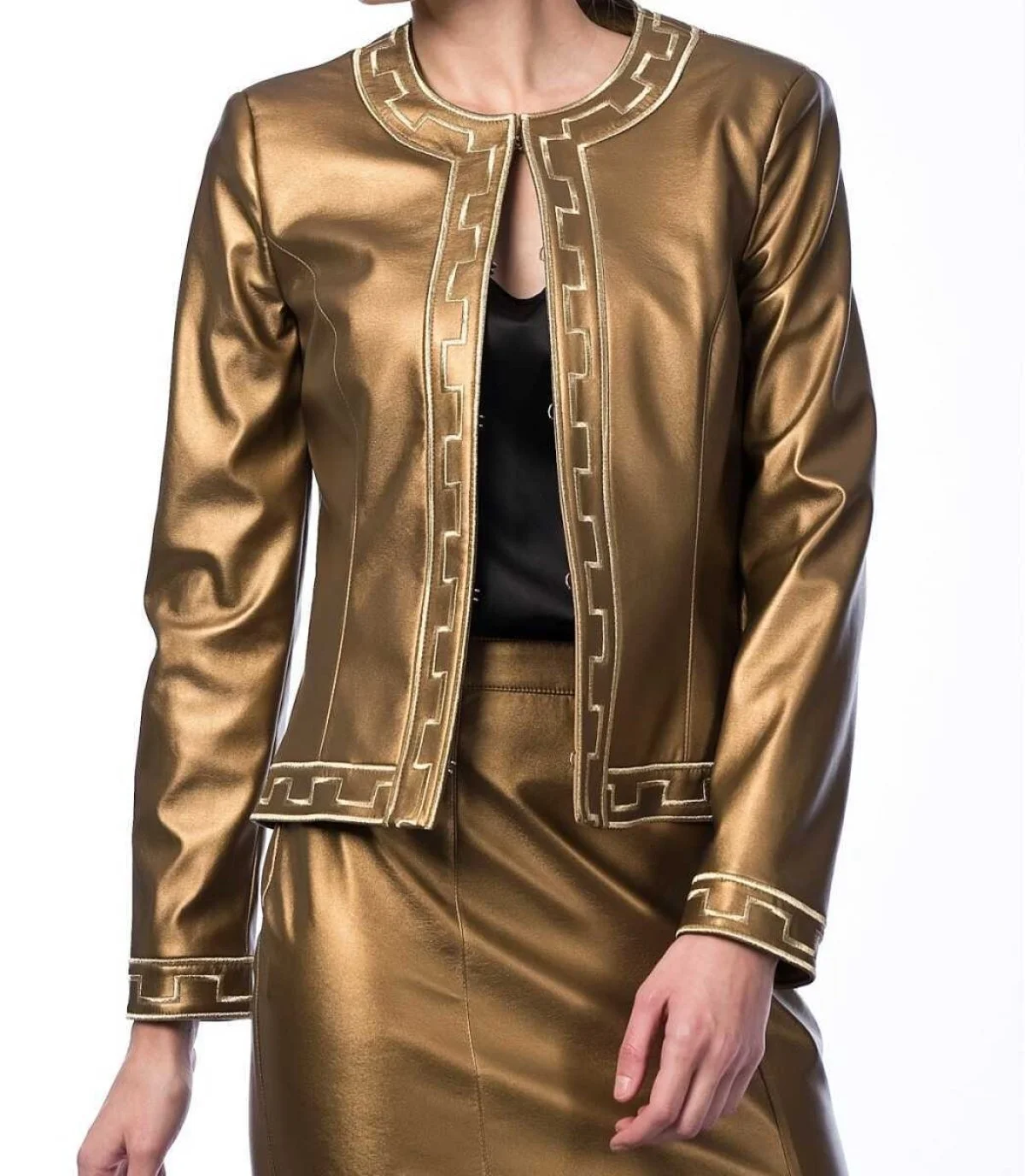  Yaka Desenli Ceket Gold - 1