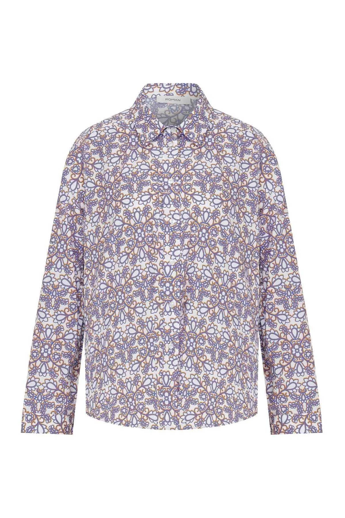 Yaka Desenli Kadın Gömlek Standart Renk - 4