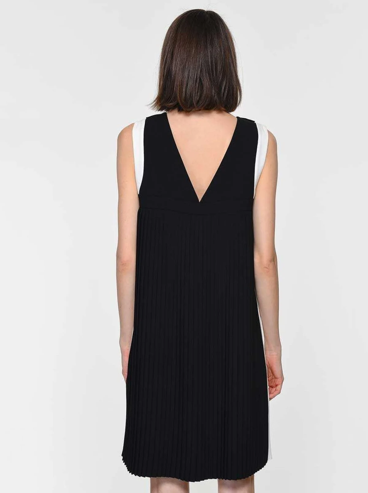 Yaka Detaylı Abiye Elbise Siyah-Beyaz - 2