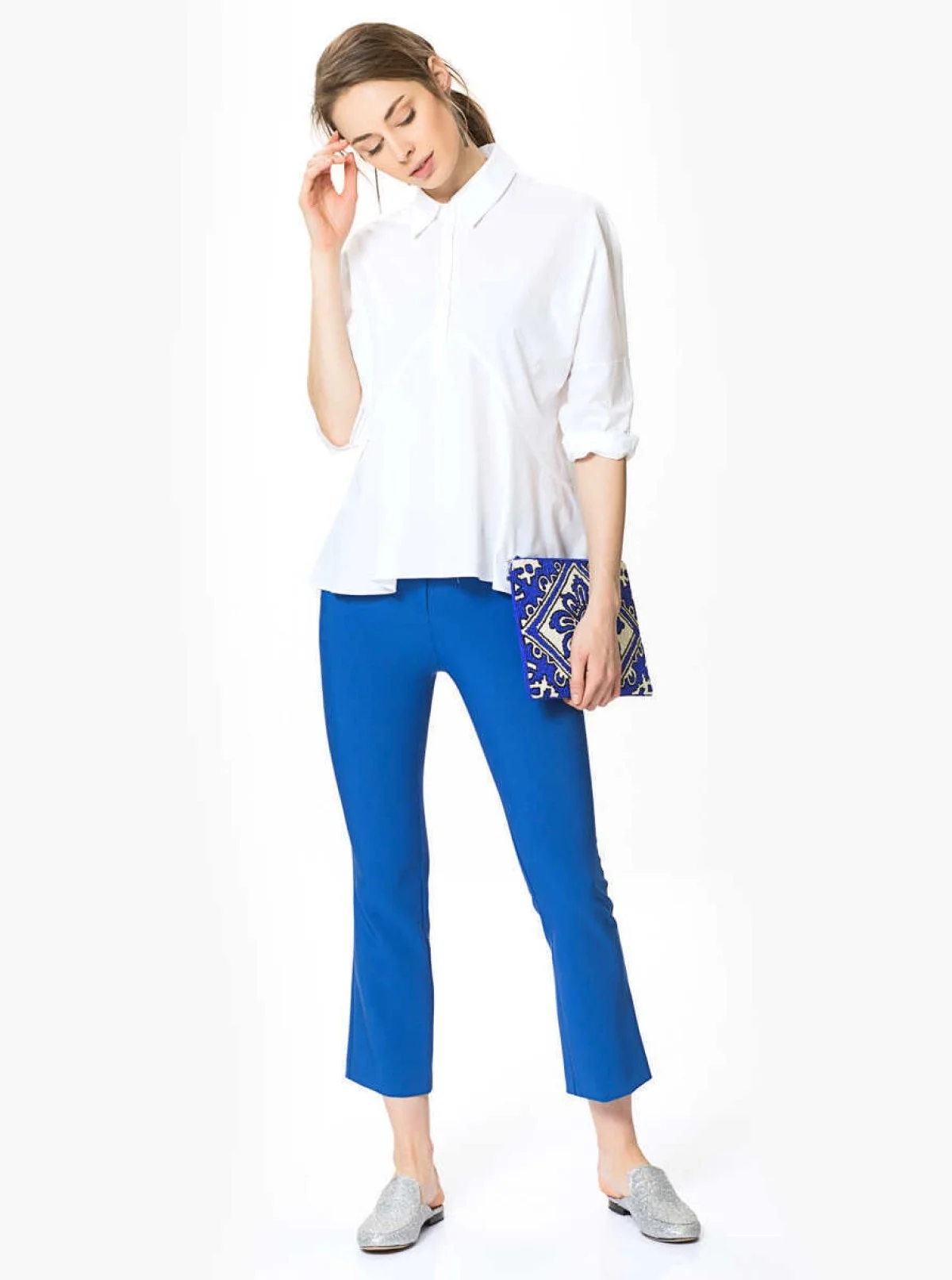 Yaka Detaylı Bluz Beyaz - 3