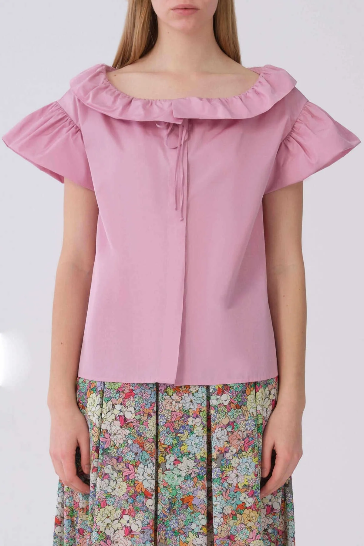 Yaka Detaylı Bluz Pembe - 1