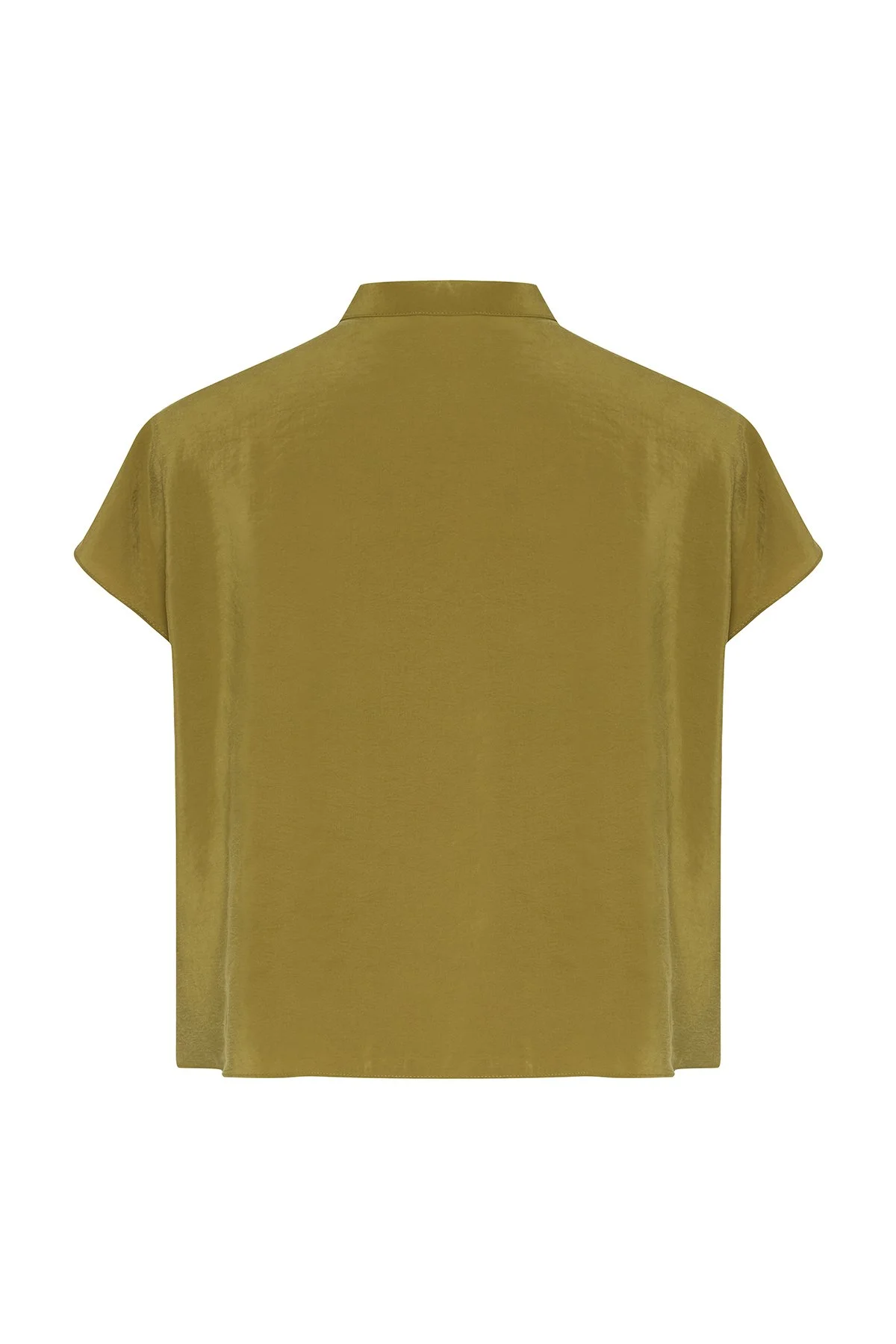 Yaka Detaylı Düşük Omuz Bluz Olive - 5