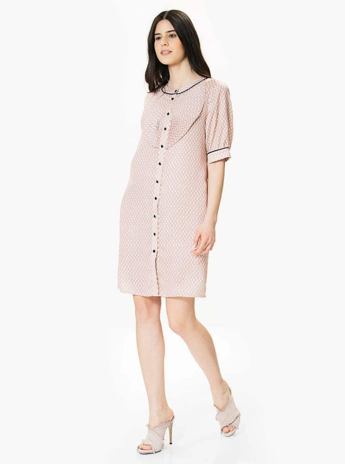 Yaka Detaylı Gömlek Günlük Elbise Standart Renk - 1