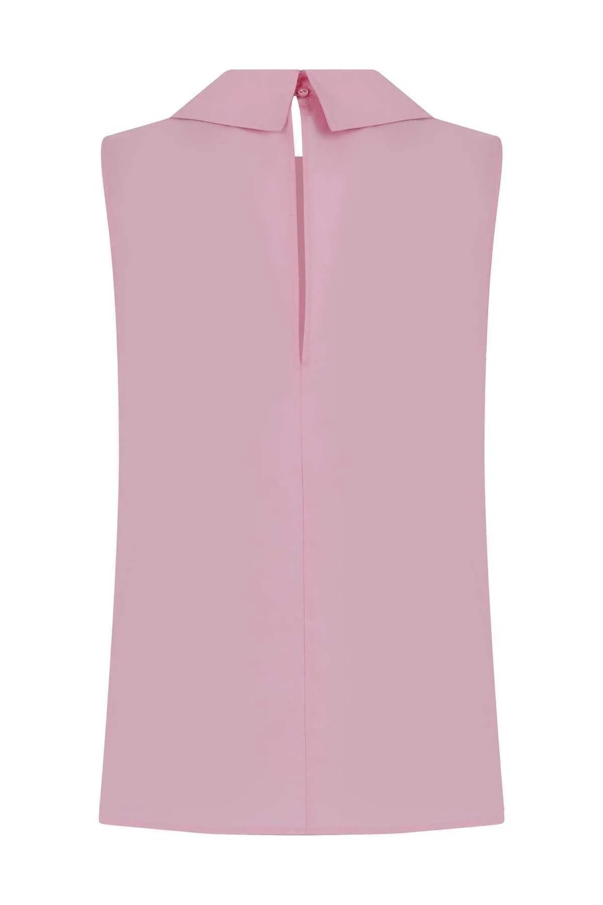 Yakalı Kolsuz Kadın Gömlek Pembe - 5