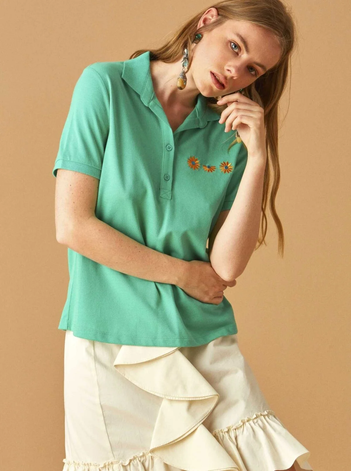 Yakalı T-Shirt Yeşil - 5