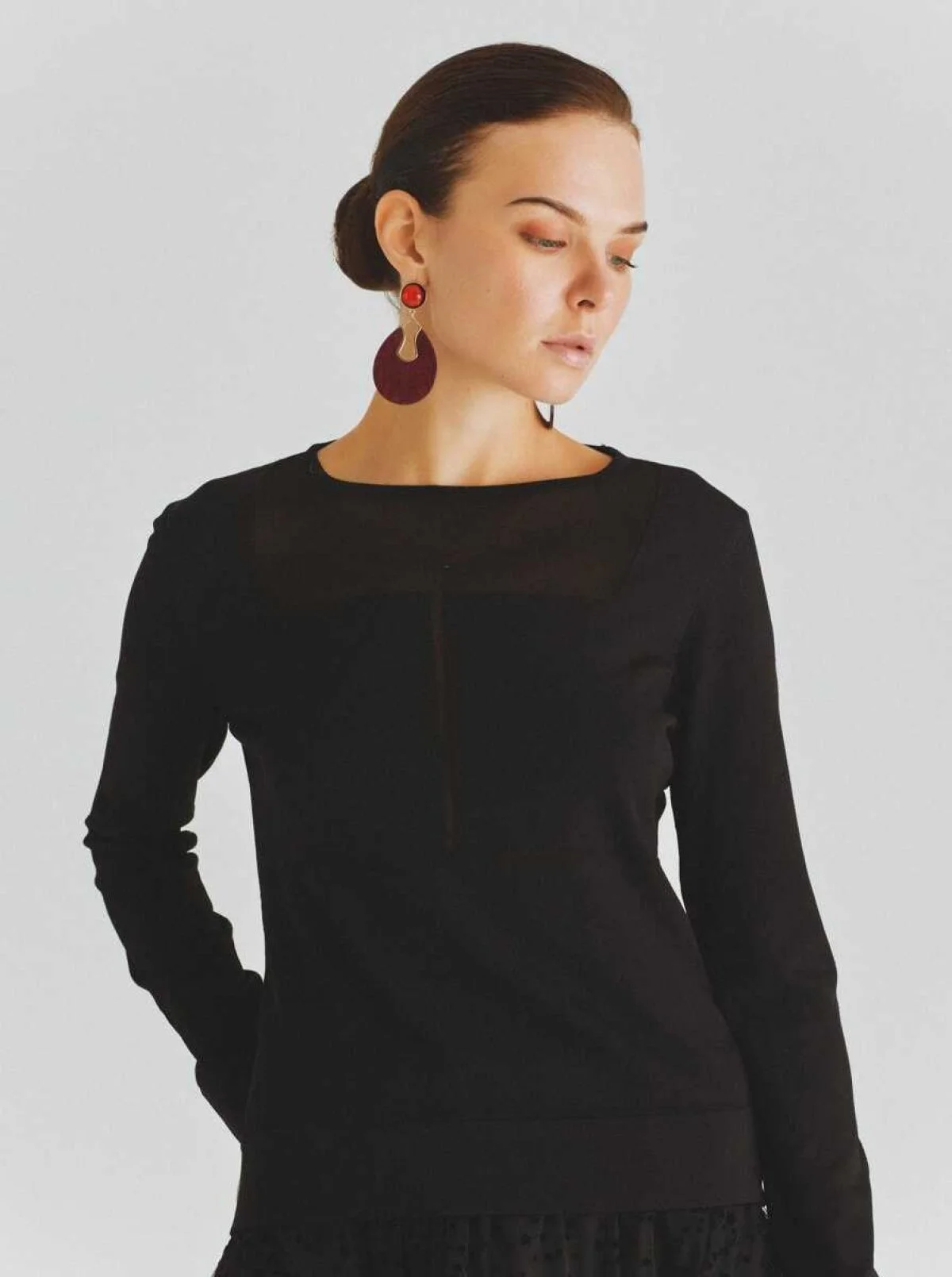  Yakası Detaylı Triko Siyah - 4