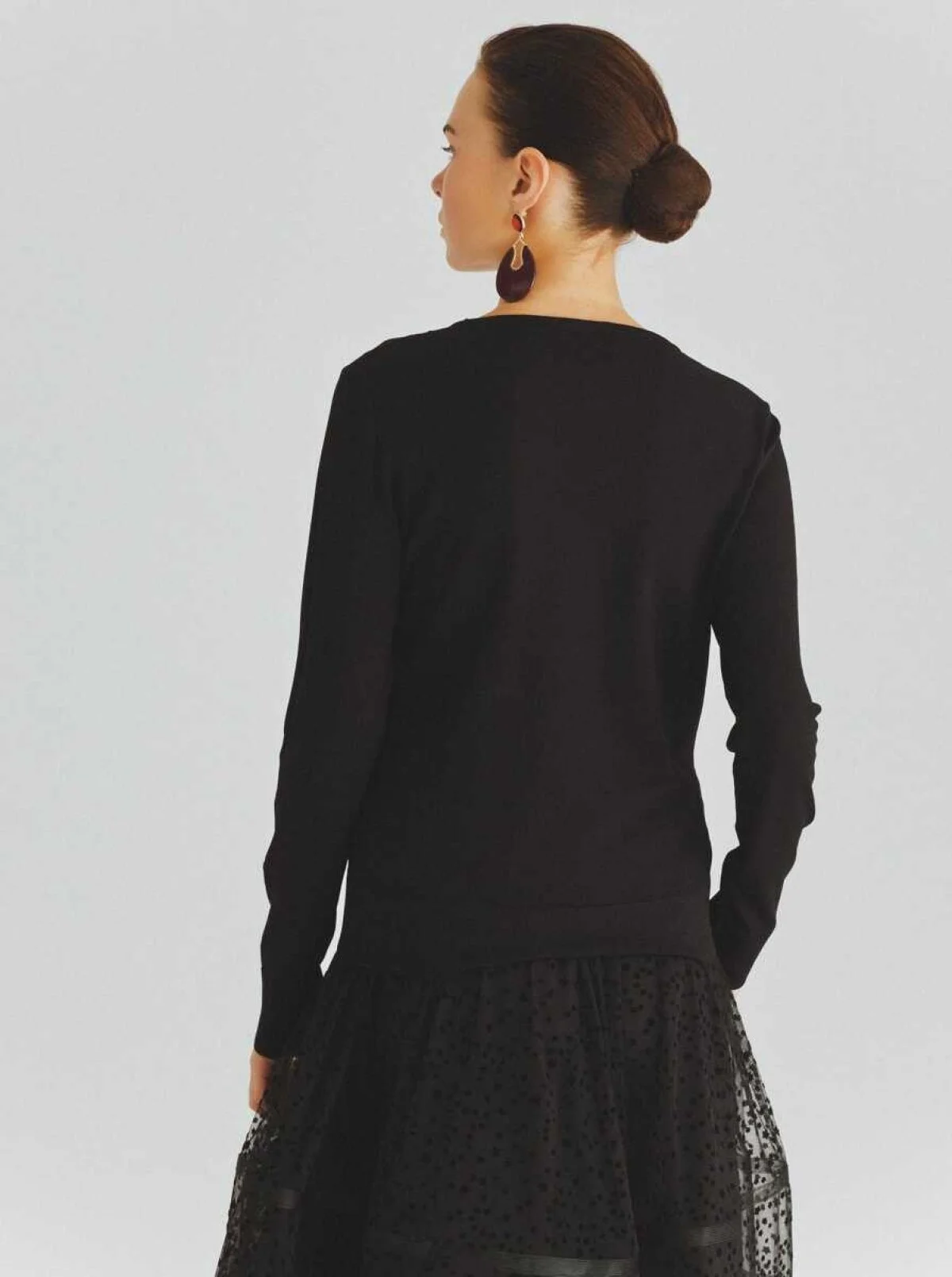  Yakası Detaylı Triko Siyah - 2