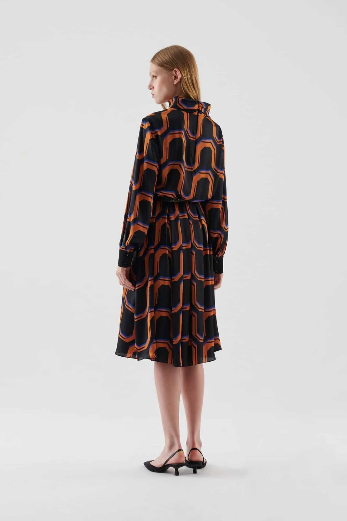  Yakası Fularlı Midi Boy Elbise Standart Renk - 2