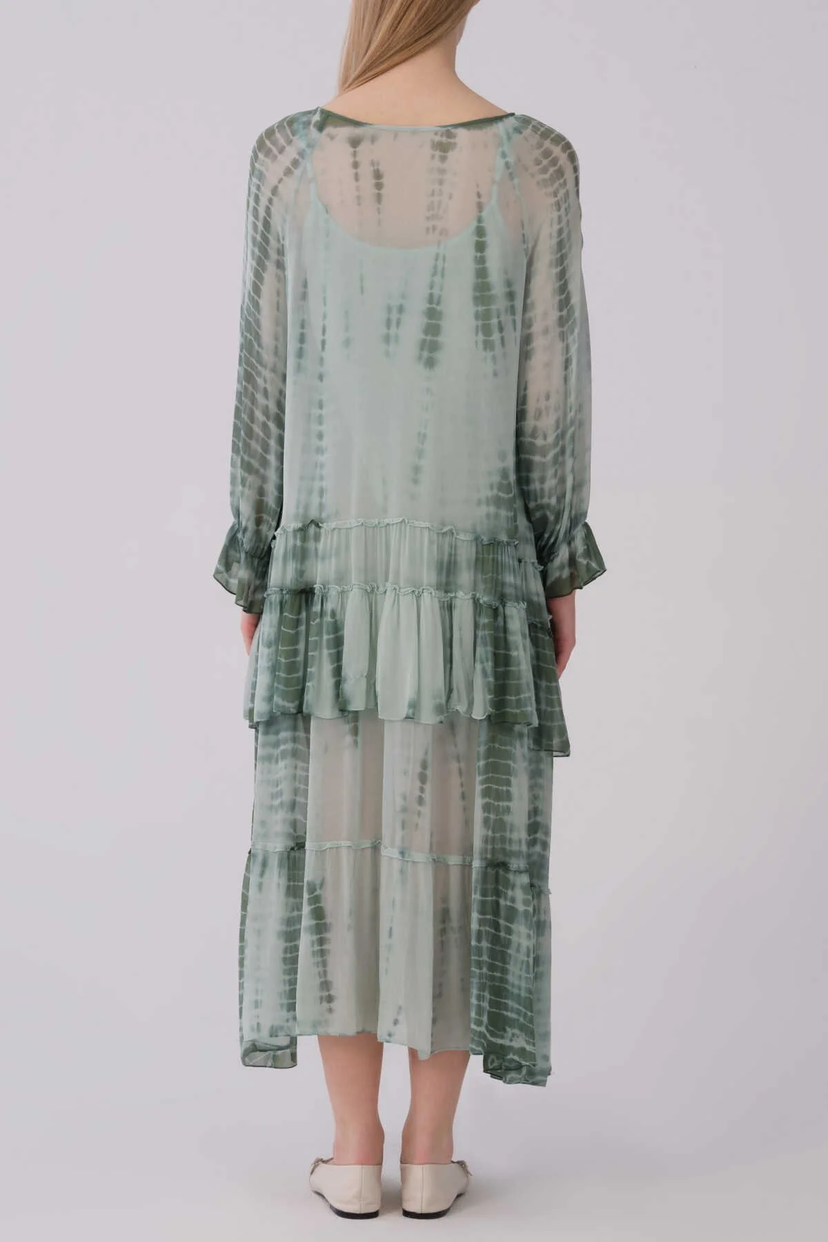 Yakası İşlemeli Otantik Uzun Kadın Elbise Standart Renk - 2