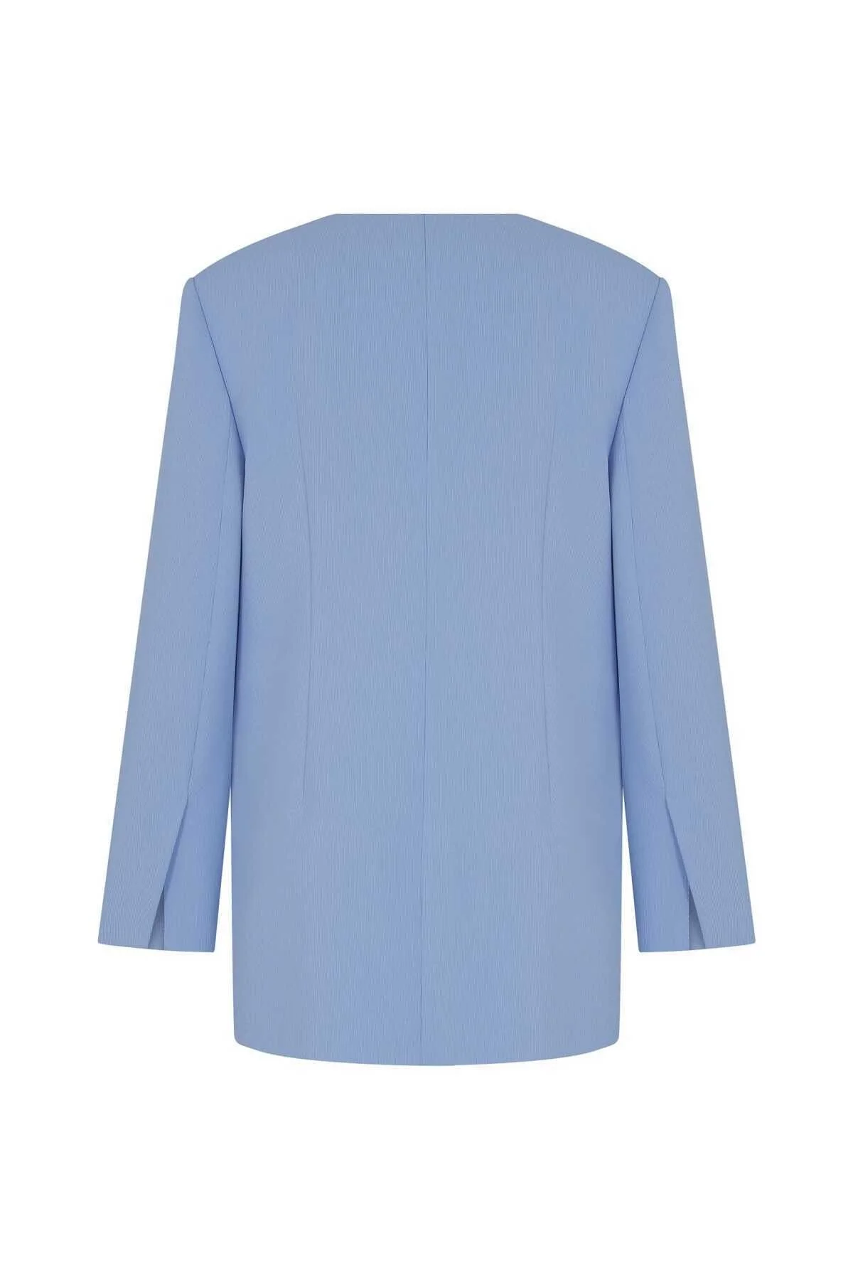 Yakasız Kadın Ceket Mavi - 5