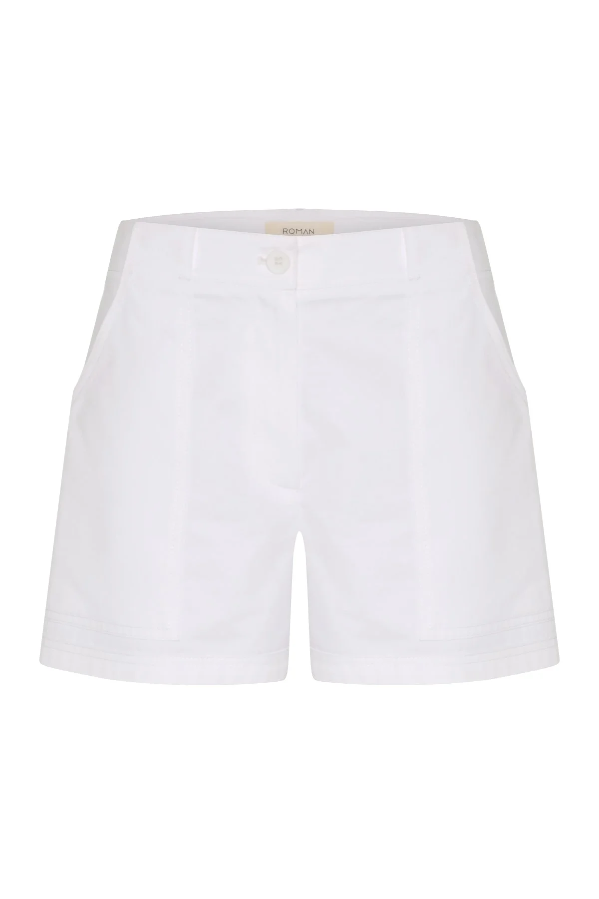Yan Cepli Şort Beyaz - 5