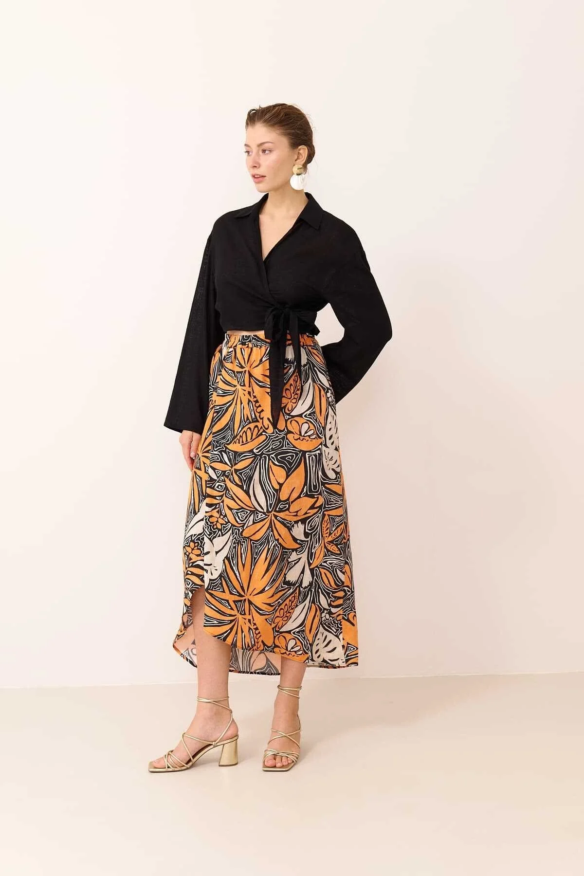 Yandan Bağlamalı Bluz Siyah - 3