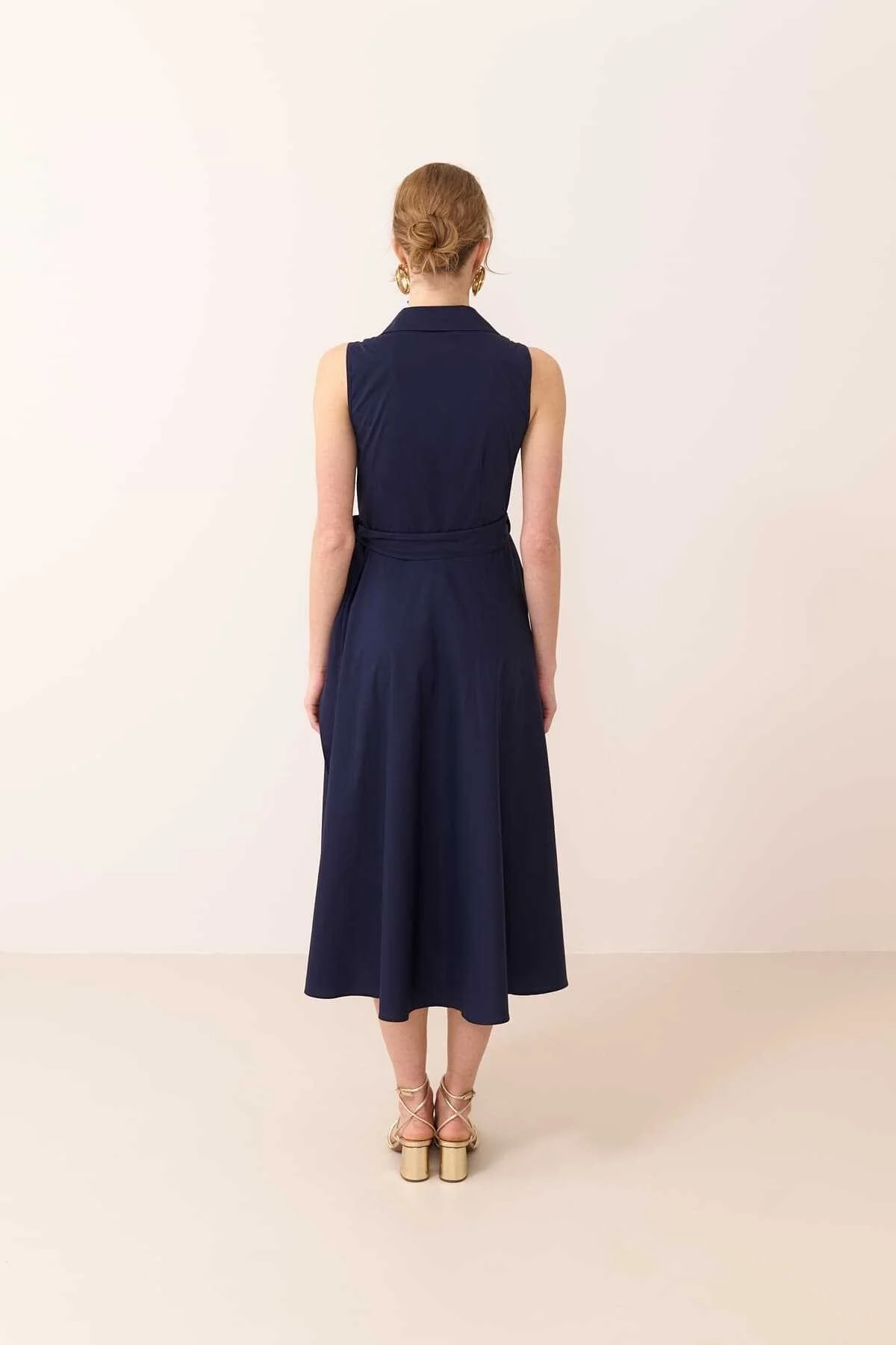 Yandan Bağlamalı Poplin Elbise Lacivert - 2