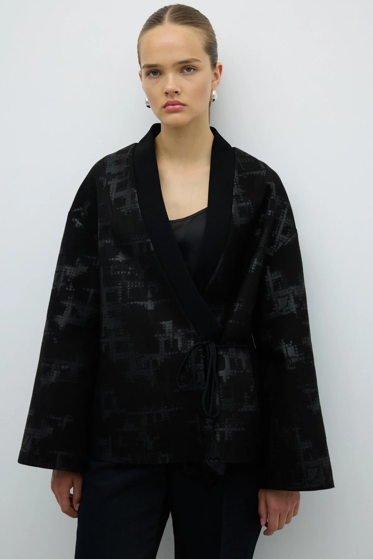 Yandan Kordon Bağcıklı Kruvaze Kap Siyah - 1