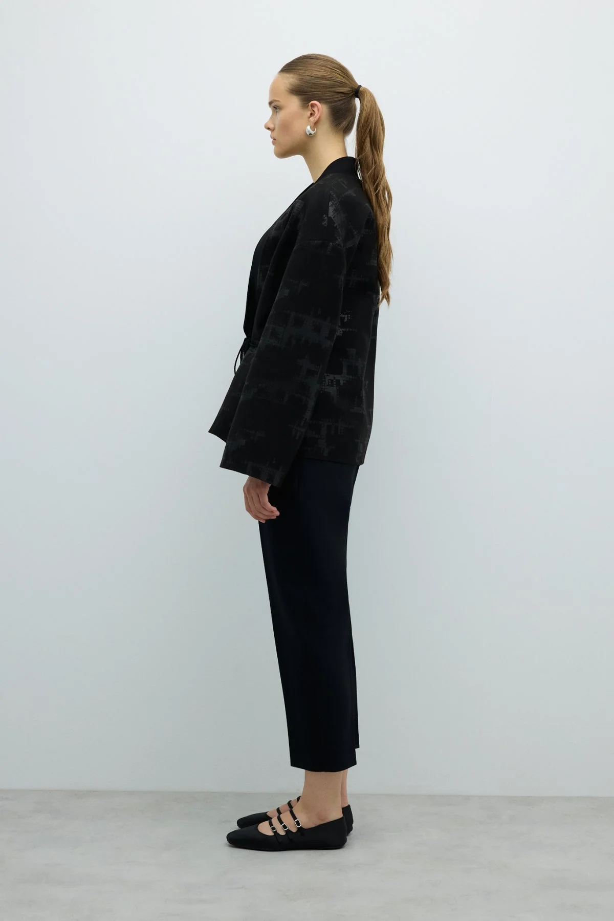 Yandan Kordon Bağcıklı Kruvaze Kap Siyah - 4