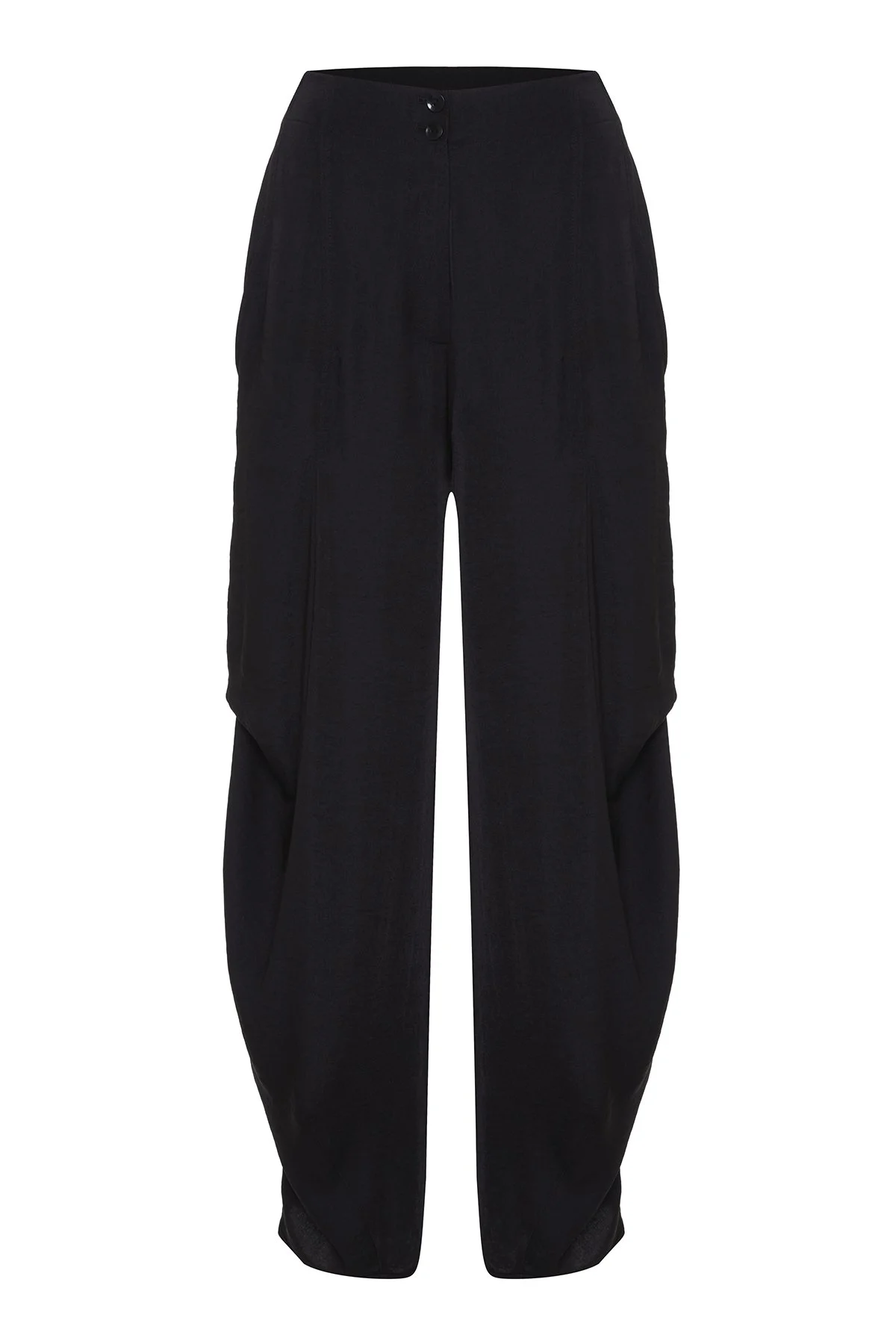 Yanları Pili Detaylı Şalvar Görünümlü Pantolon Siyah - 3