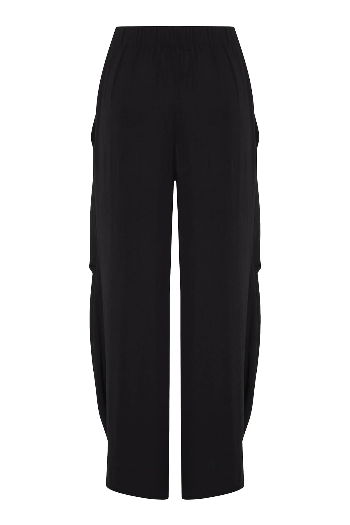 Yanları Pili Detaylı Şalvar Görünümlü Pantolon Siyah - 4