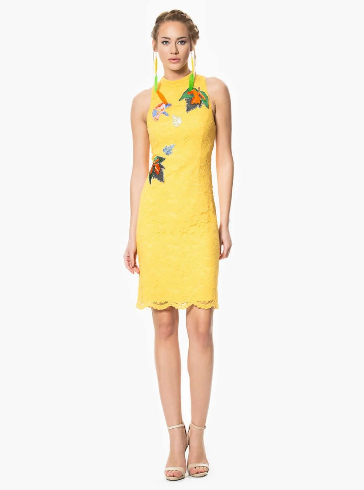 Yaprak Desenli Abiye Elbise Siyah - 1