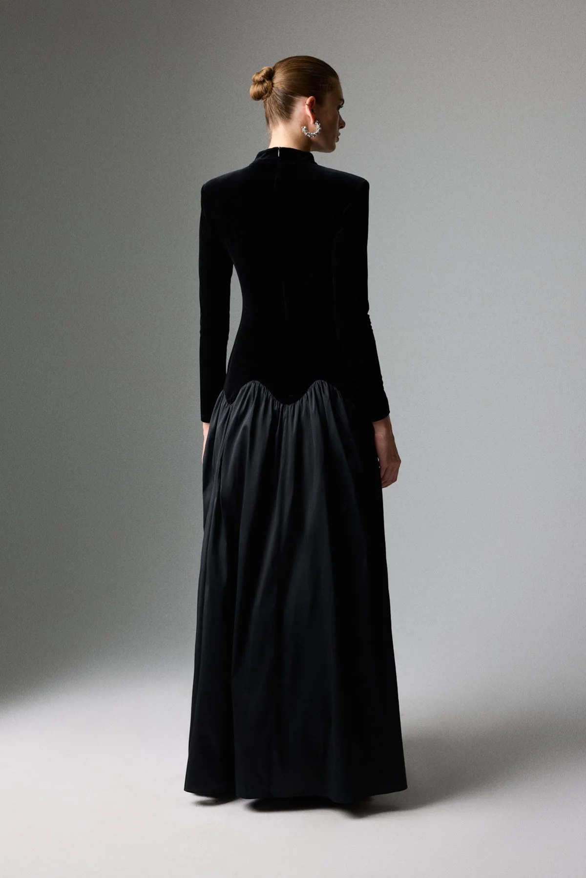 Yarım Balıkçı Uzun Kollu Maksi Elbise Siyah - 2