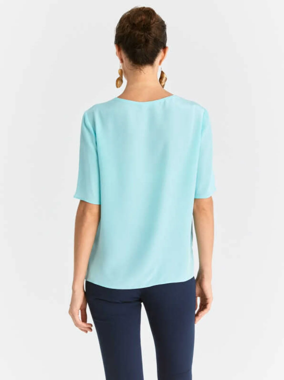  Yarım Kol İpek Mint Bluz Mint - 2