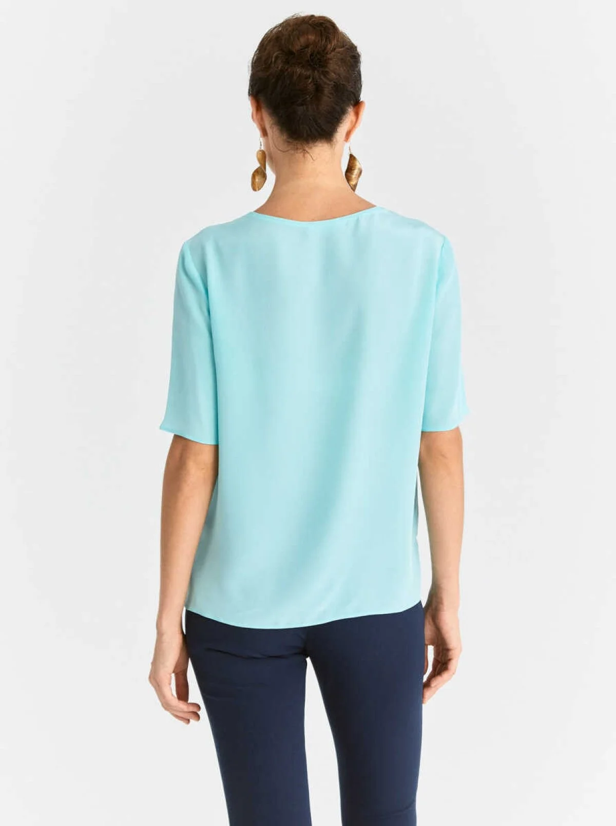  Yarım Kol İpek Mint Bluz Siyah - 2