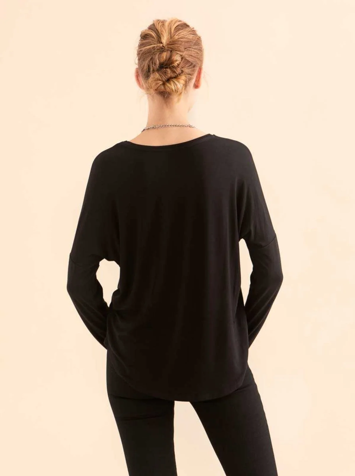 Yazılı Uzun Kol T-Shirt Siyah - 2