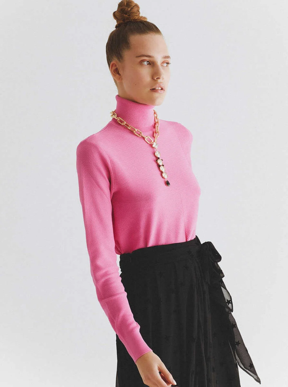  Yıldız Desenli Tül Uzun Etek Siyah - 3