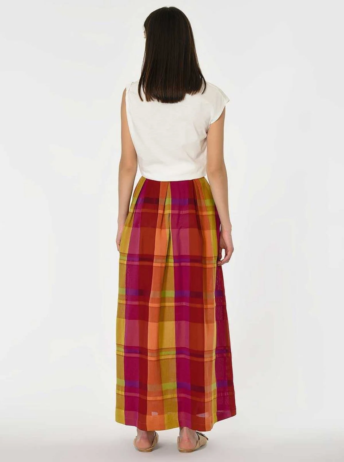 Yırtmaç Detaylı Desenli Uzun Etek Standart Renk - 2