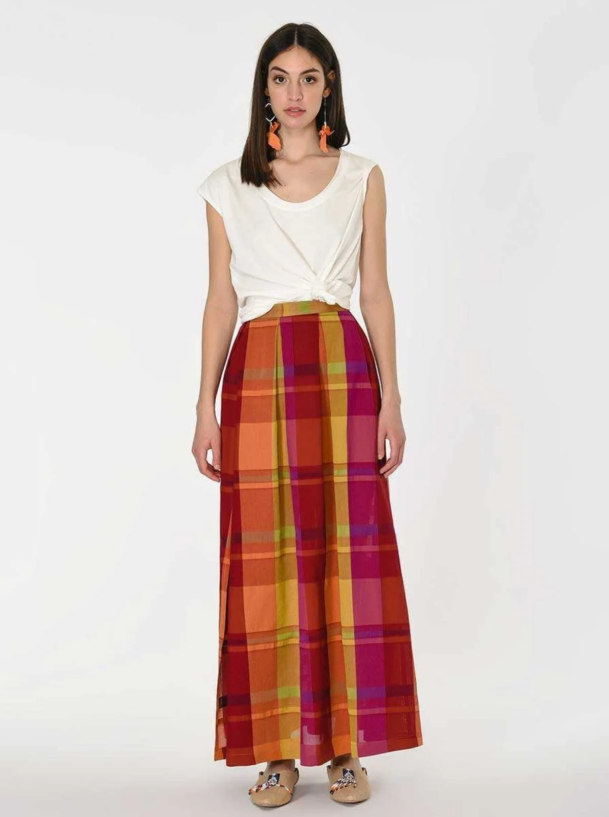 Yırtmaç Detaylı Desenli Uzun Etek Standart Renk - 1