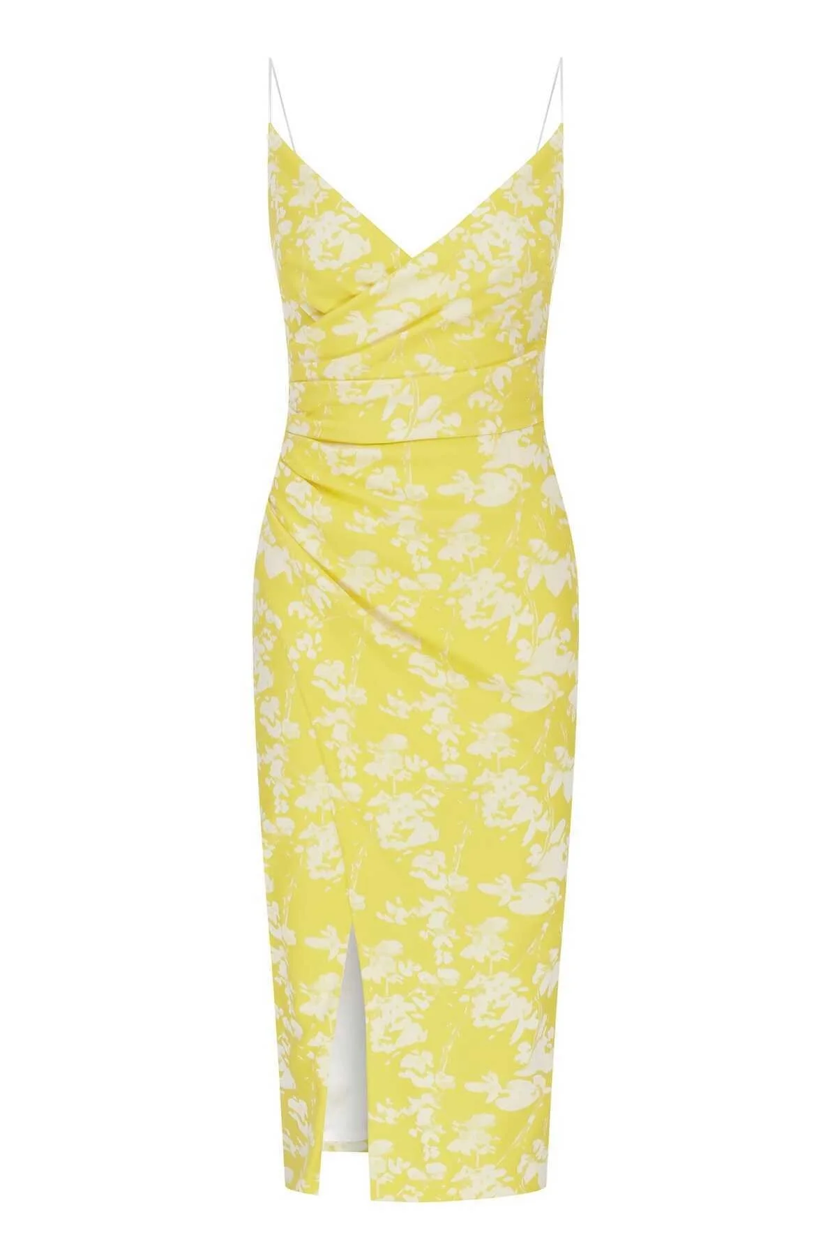 Yırtmaçlı Desenli Abiye Elbise Standart Renk - 4