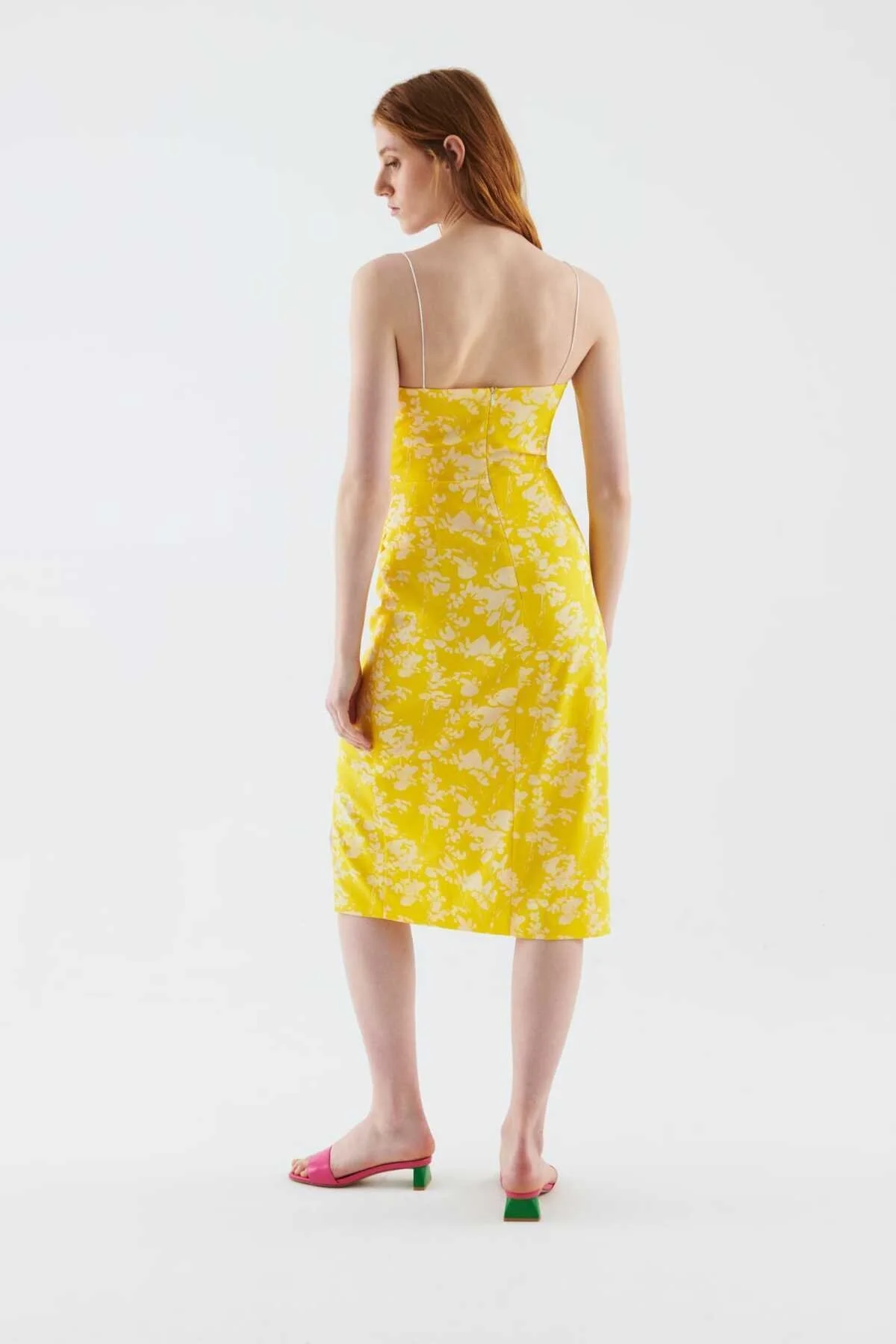 Yırtmaçlı Desenli Abiye Elbise Standart Renk - 2