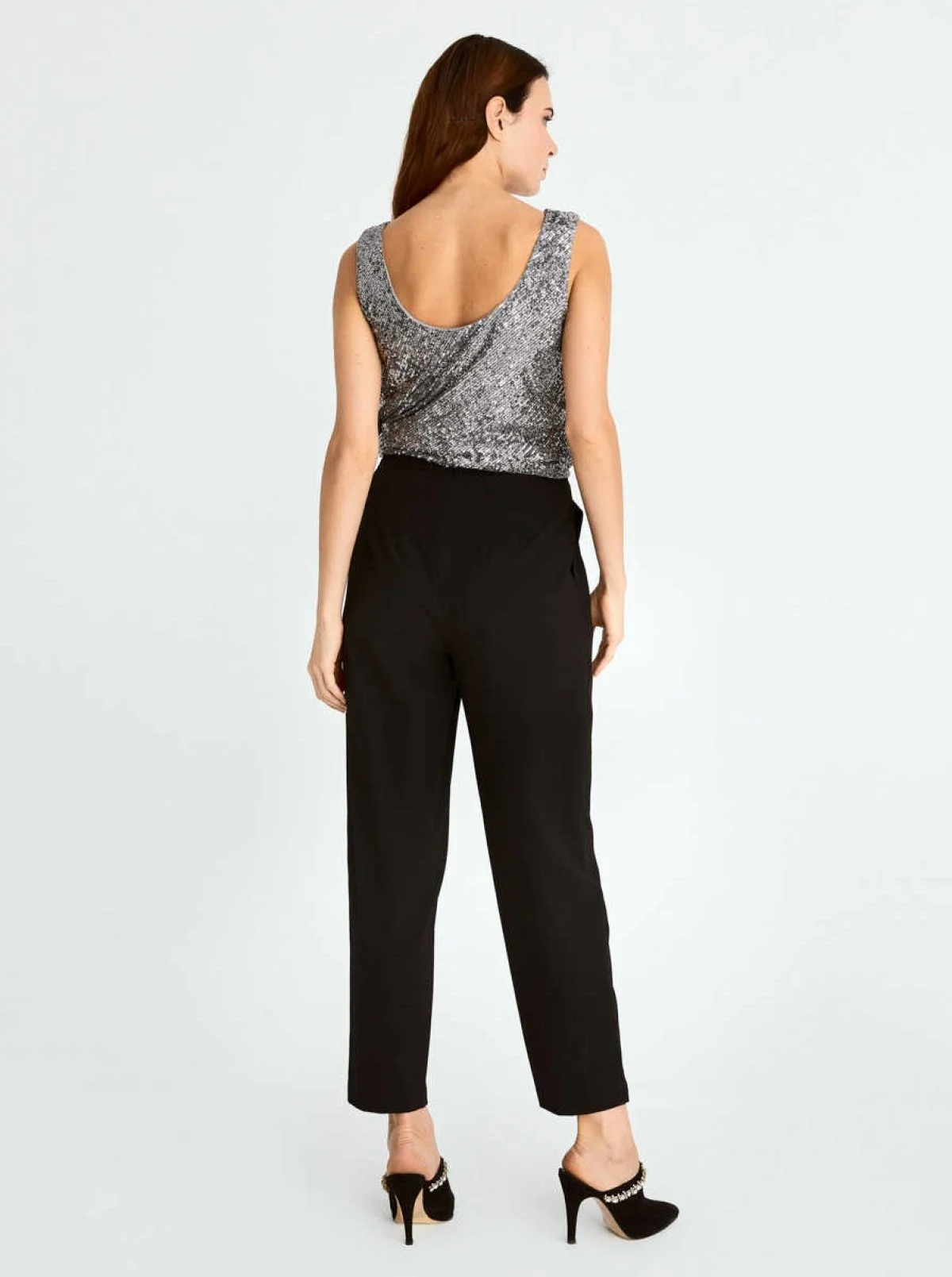  Yüksek Bel Cepli Kadın Pantolon Siyah - 2