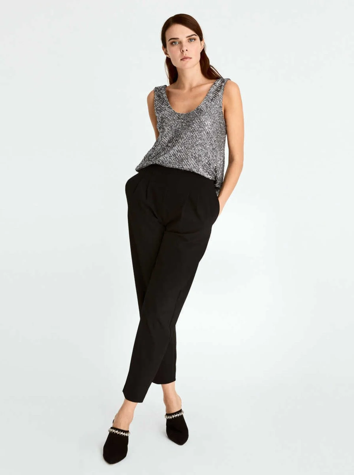  Yüksek Bel Cepli Kadın Pantolon Siyah - 4