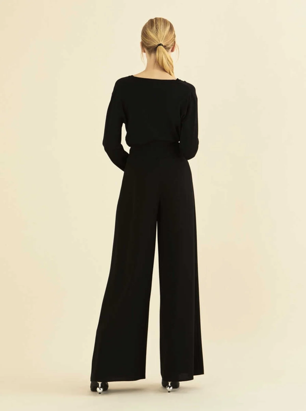  Yüksek Bel Detaylı Pantolon Siyah - 2