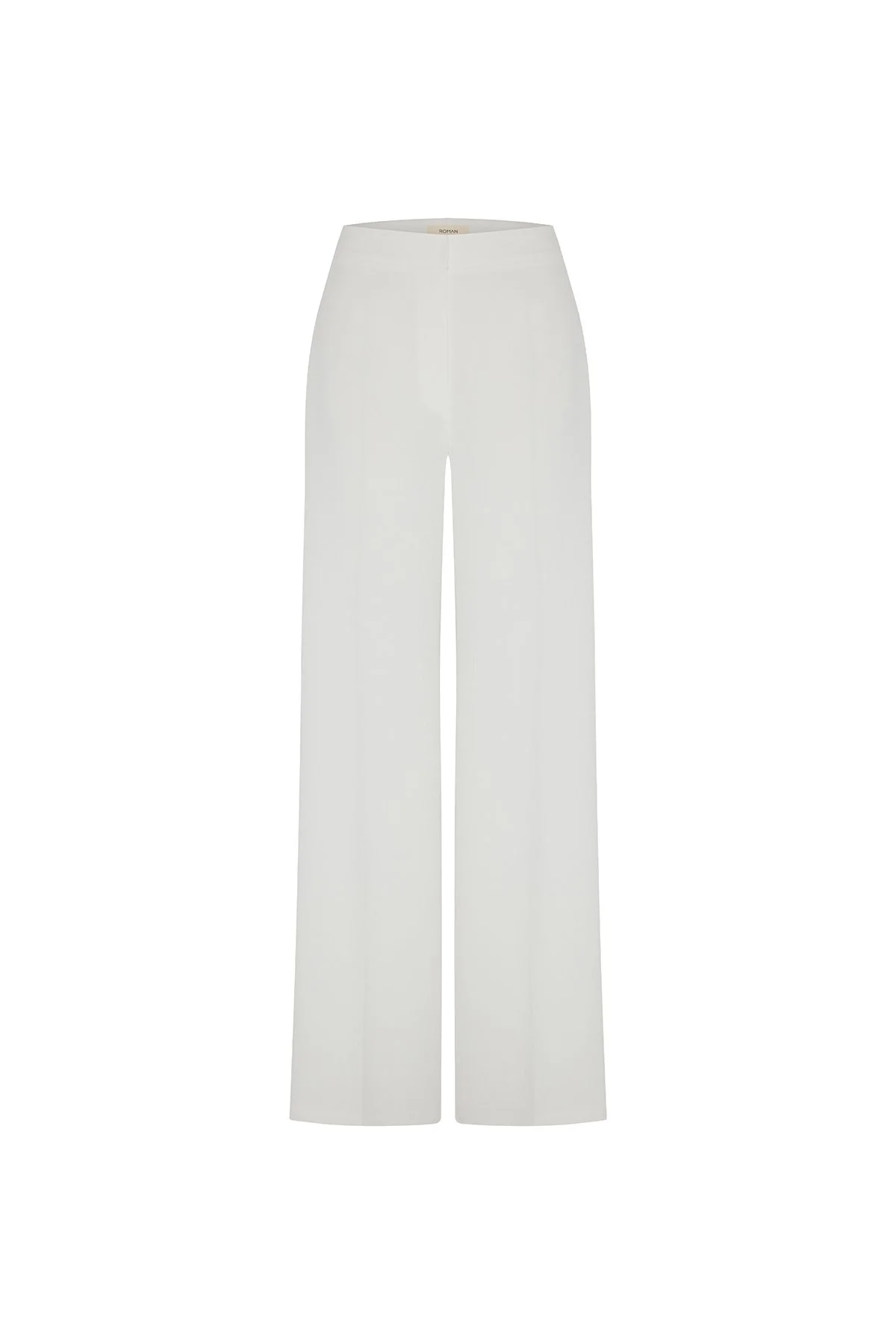 Yüksek Bel Geniş Paça Pantolon Beyaz - 4